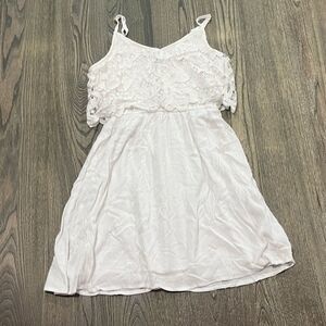 Maurices Cami Lace Mini Dress V-Neck Adjustable Strap Pullover White Size S